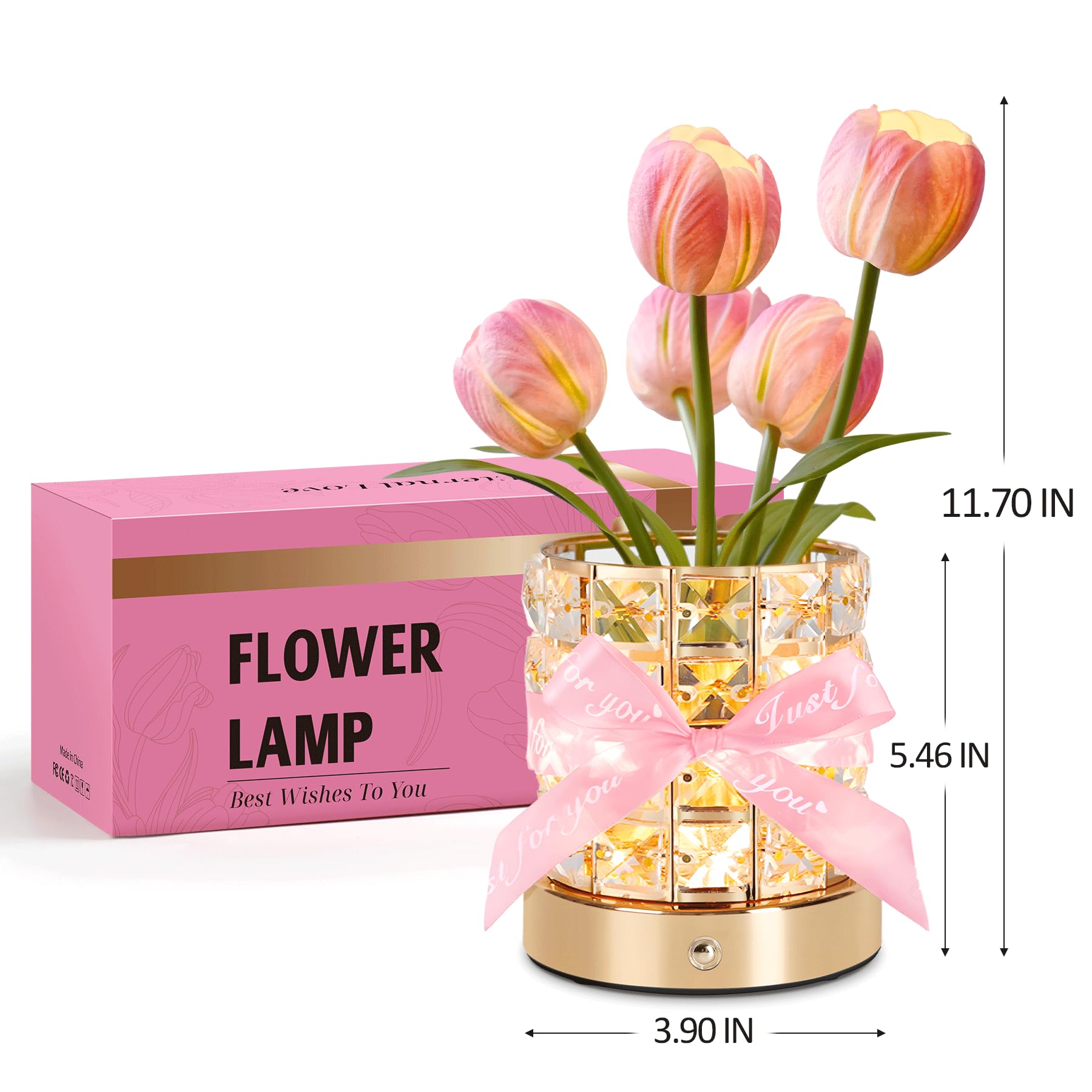 Tulpen-Licht, LED-Dekorationslampe, künstliche Tulpen, Schlafzimmer, Blumentischlampe, 3-farbiges dimmbares Nachtlicht mit USB-Aufladung, Geschenk für Mutter, Valentinstag, Muttertag,