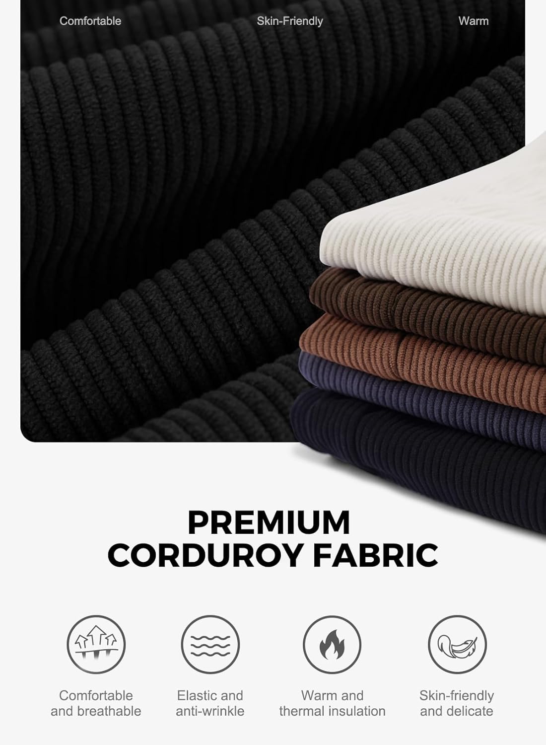 Mens Corduroy Casual Pants Joggers Cargo Pants Drawstring Elastic Waist Baggy Sweatpants with Pockets - Image 4