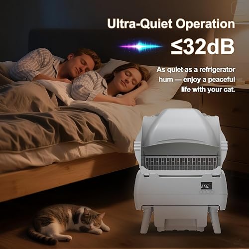 Miniatura 5 de Caja de arena automática para gatos, control de aplicación, diseño de estilo abierto, monitor de salud inteligente, adecuado para gatos medianos y