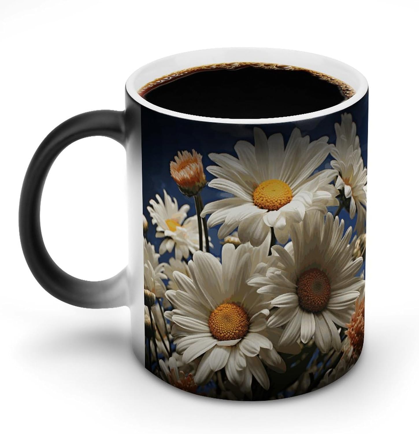 Color Changing Mug Floral Daisy Printed Ceramic Coffee Mug Heat Changing Sensitive Mug Magic Heat Changing Coffee Mug Novelty Coffee Mugs
