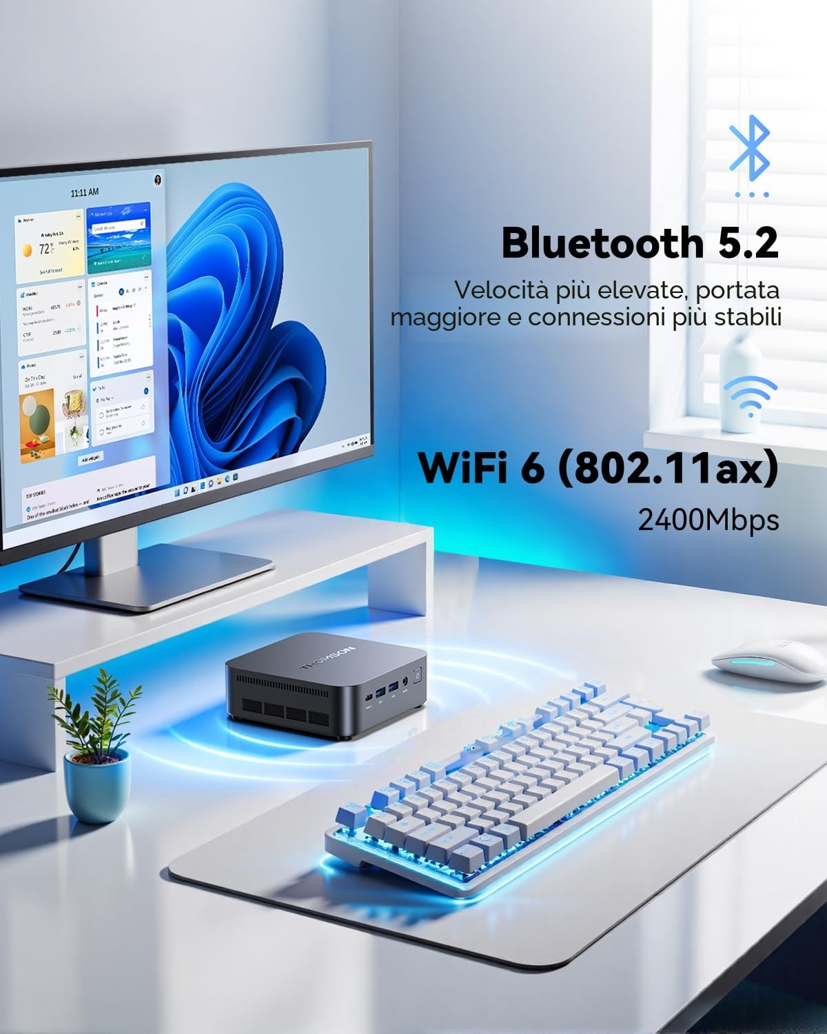 Thomson K3 Mini PC AMD Ryzen 7 7730U 16GB DDR4 512GB SSD WiFi 6 BT5.2 Triplo Display 4K VESA