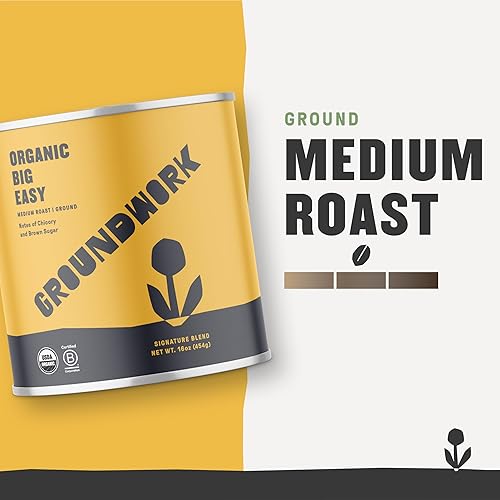 Miniatura 2 de Groundwork Café orgánico molido tostado medio, grande y fácil, lata de 16 onzas