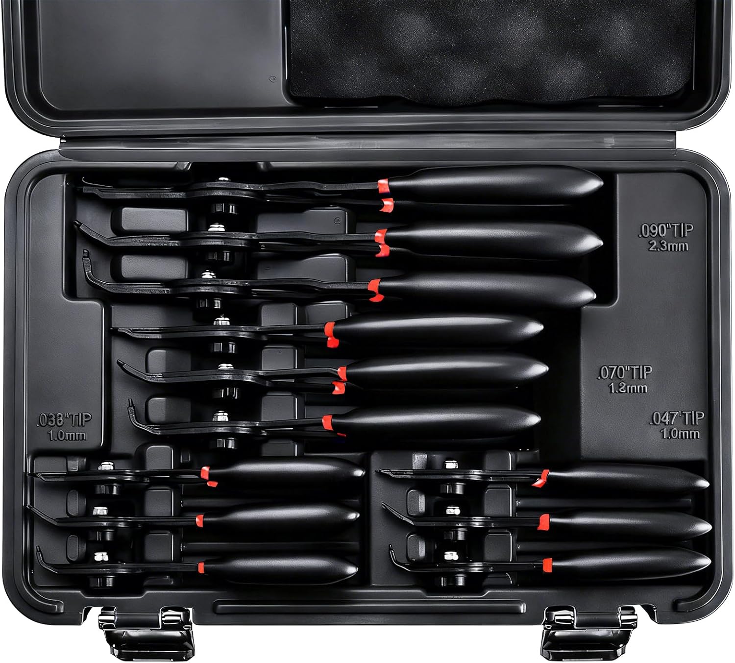 8MILELAKE 12pcs Snap Ring Plier Set, Internal & External Circlip Pliers Kit, Straight/Bent Jaw Tips for C-Clip Ring Remover