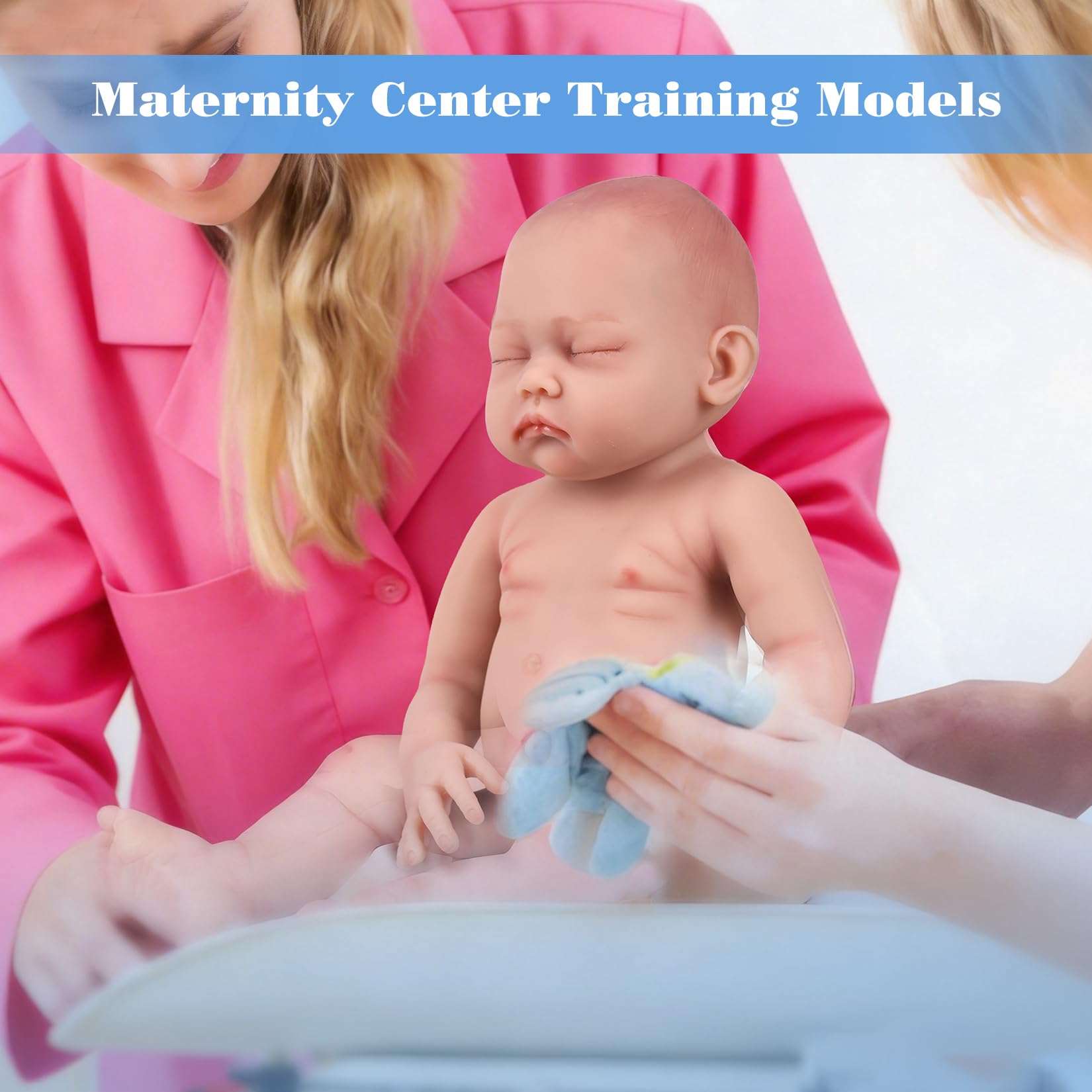 Realistyczna Lalka Anatomiczna z Silikonu 43 cm 2,7 kg Noworodek Kobieta z Zamkniętymi Oczami Hiperrealistyczny Model Medyczny do Szkoleń Położniczych i Terapii Emocjonalnej