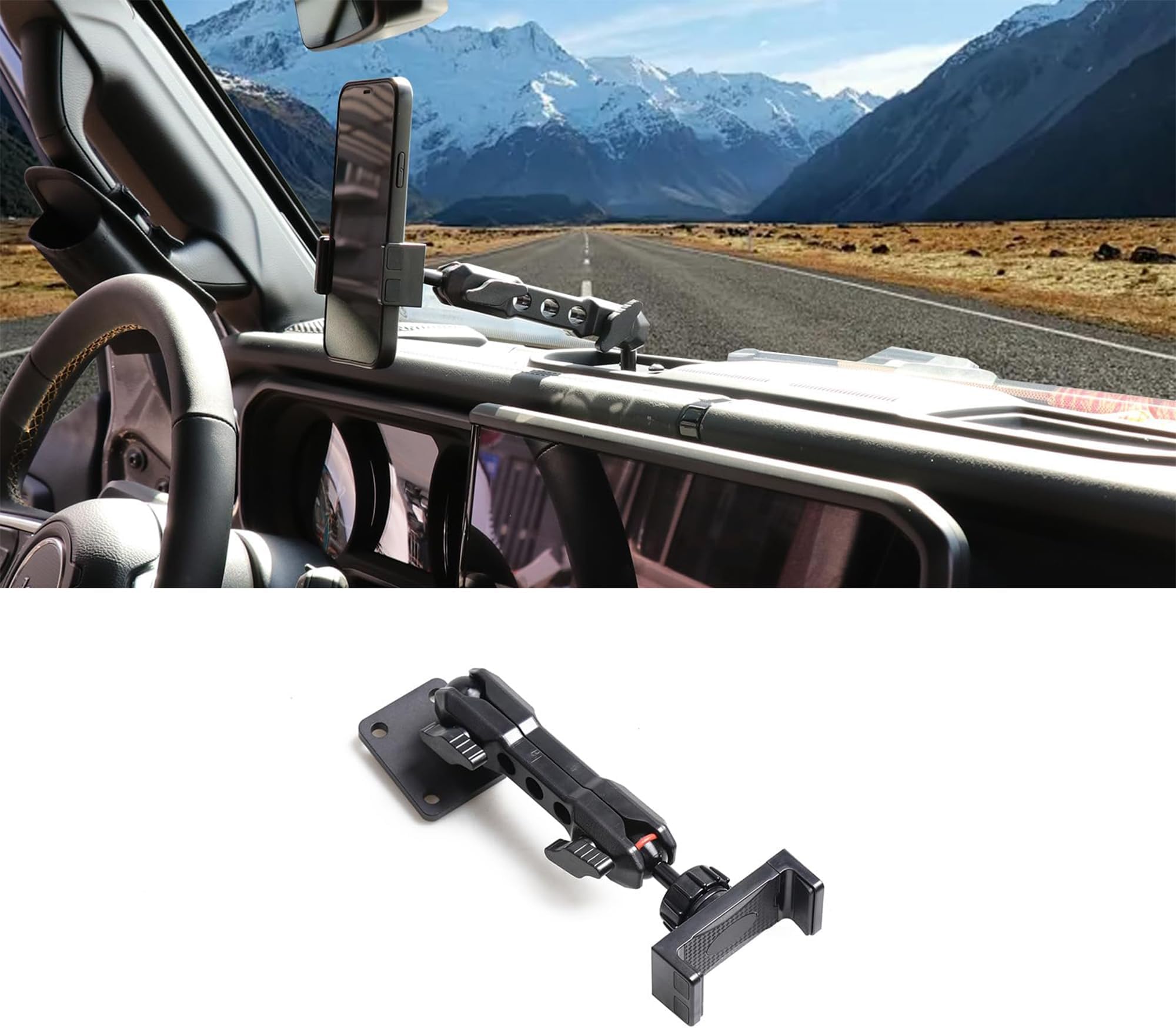 Dash Phone Mount for 2024-2026 Jeep Wrangler JL 2/4 Door/4XE & Gladiator