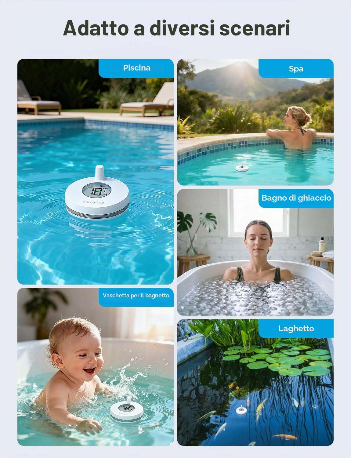 GoveeLife WiFi Termometro Digitale Radio per Piscina P1 | con impermeabilità IPX7,Controllo App, allarme di notifica per vasca da bagno, acquario, vasca idromassaggio e spa
