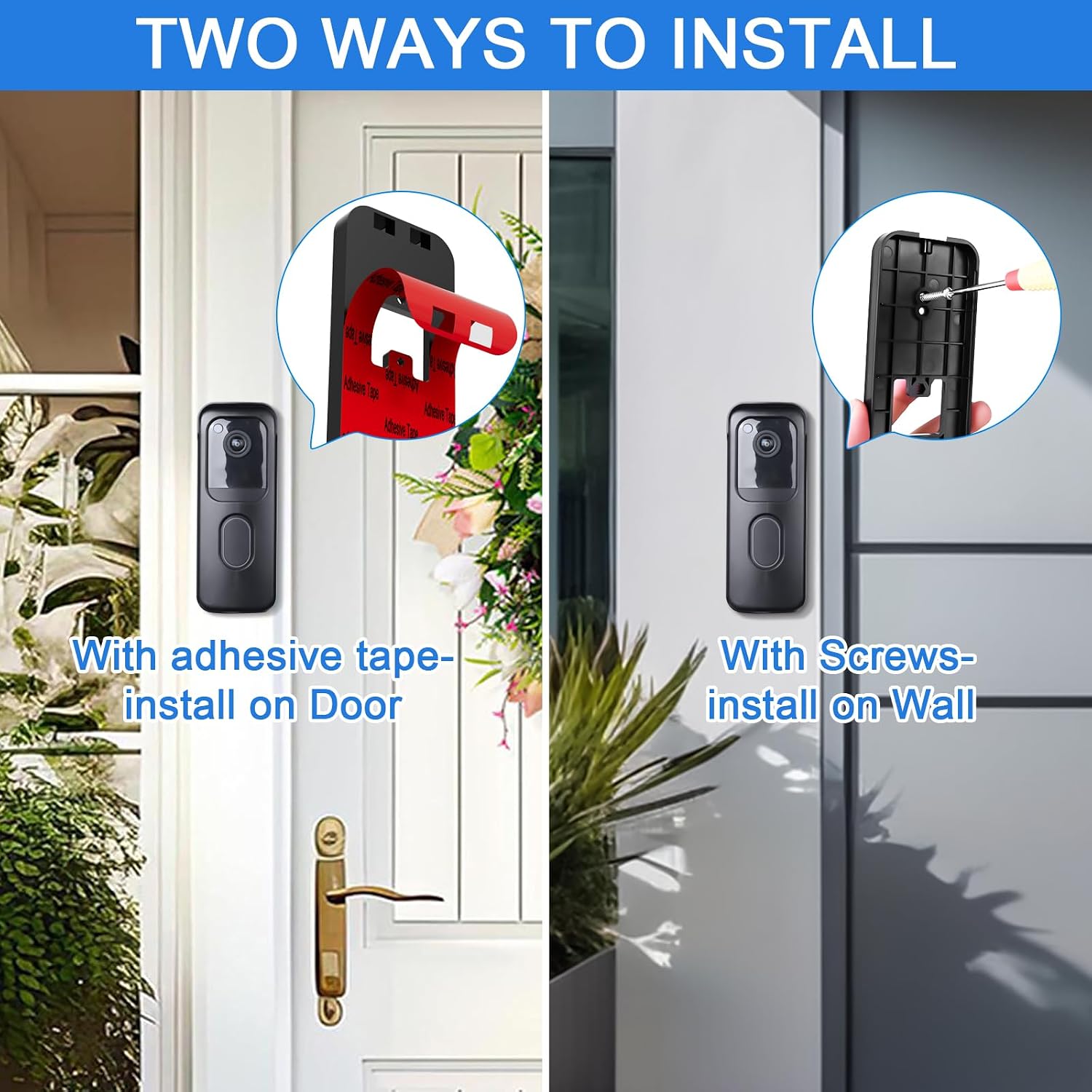 Adhesive Door Mount for All-new Blink Video Doorbell Camera(2nd Gen) Only, Not Block Doorbell Sensor, No-Drill Doorbell Mounting Bracket Accessories for Blink Doorbell Security System(Black) 4 71fGT5pMLPL. AC SL1500