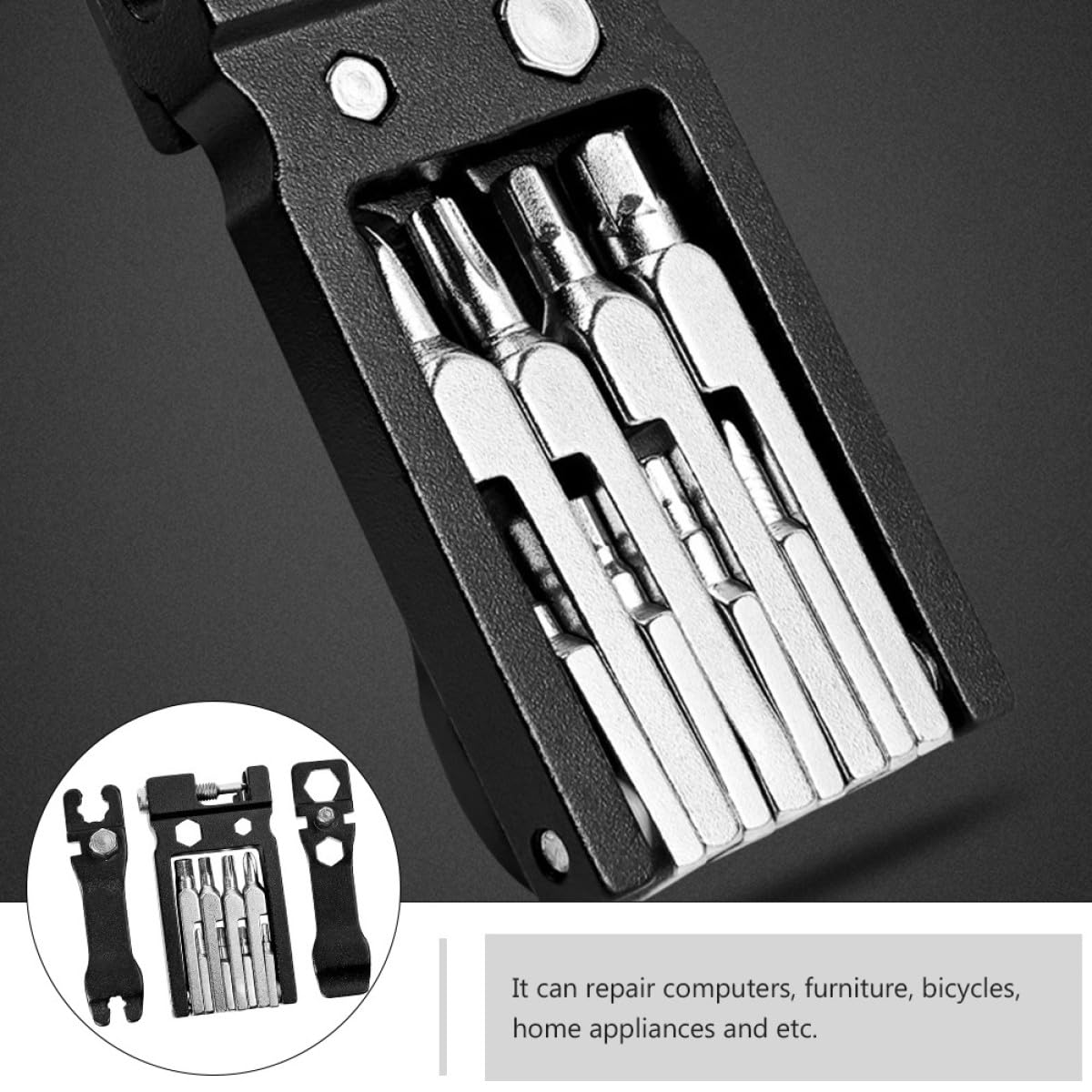 UPKOCH 2 Pezzi Strumento Multi per Riparazione Bici Kit Portatile Cacciavite Chiave e Regolatore per Officina