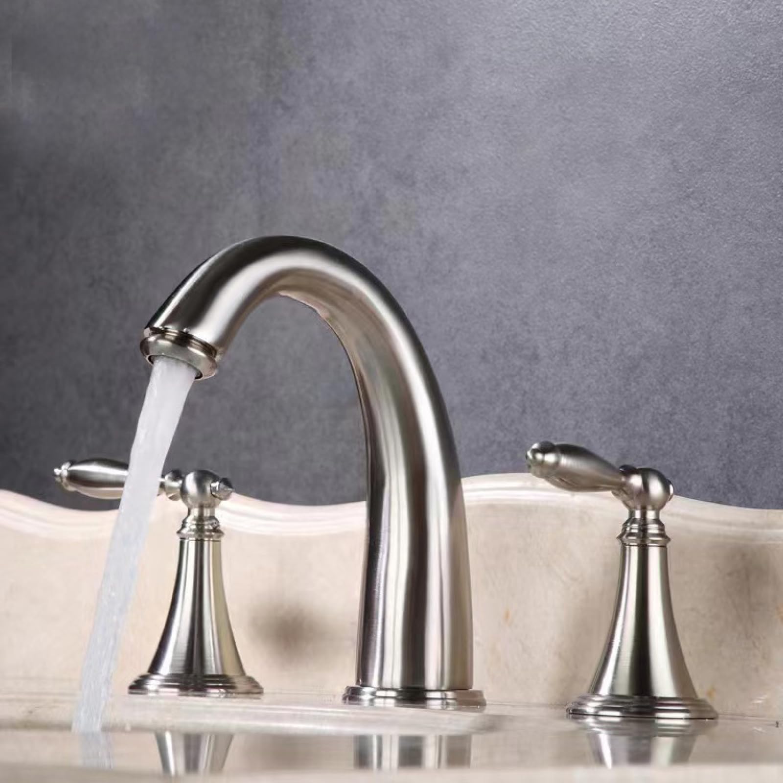 Robinet de salle de bain en laiton massif 3 trous, mitigeur de lavabo rétro chic