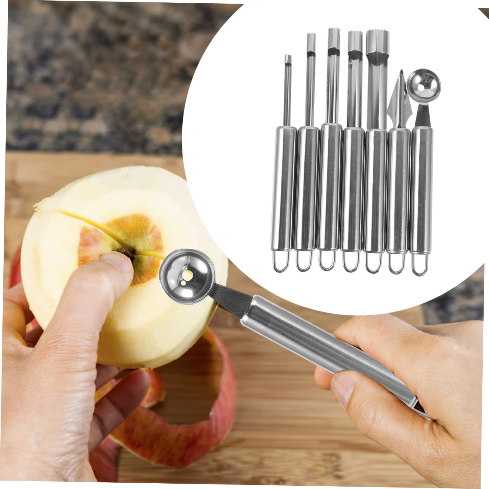 Healifty 1Set Stainless Steel Fruit Core Remover Cherry and Dates Corer Tools for Outdoor Picnics Ergonomic Design Kitchen Gadgets for Preparation