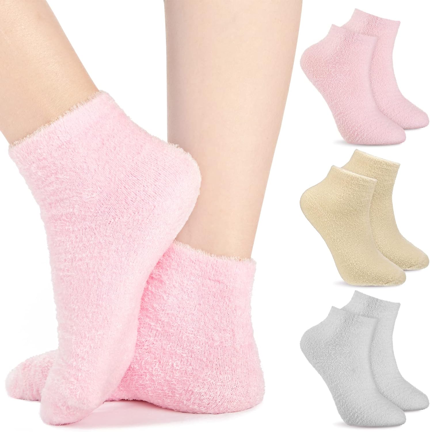 3 Pairs Aloe Socks Moisturizing Spa Socks Infused Socks