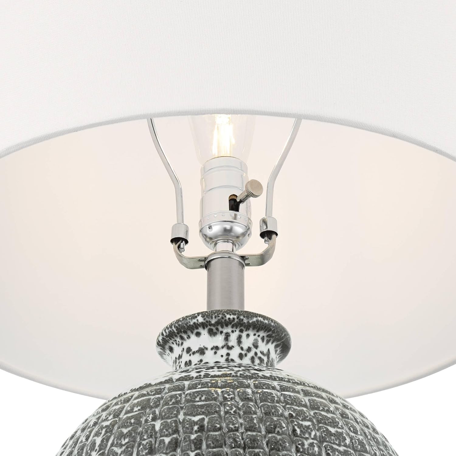 360 Lighting Dylan 28 1/4" Tall Modern End 3-Way Table Lamp Textured Silver Glaze Finish Ceramic Single Fabric White Shade Living Room Bedroom Bedside Nightstand House Office Home Reading Kitchen