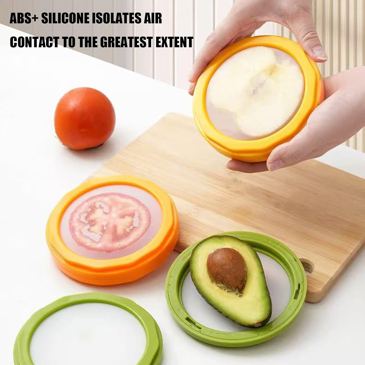 Vegetable Storage Keeper with Stretch Film Center and ABS Silicone Frame for Cut Produce Refrigerator Organization Produce Saver Fruit Keeper Vegetable Cover Cut Cover Fridge Kitchen Prep Leftover image 2