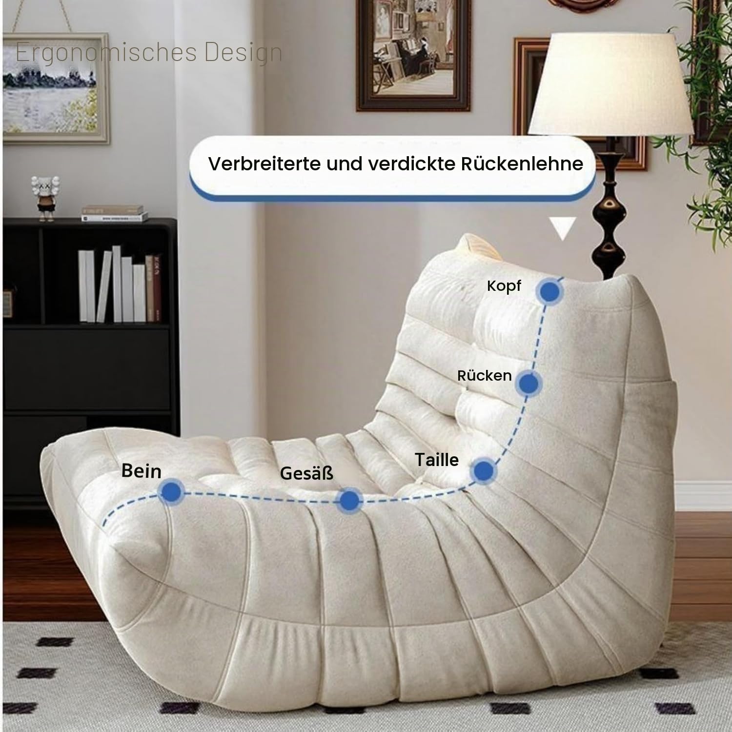 Togo Chair，Togo Sofa，Togo Sessel，togosofa， Schaumstoff-Sitzsack, Sofa, komprimierbar, Loungesessel, Meditation für Zuhause und Büro (grau)