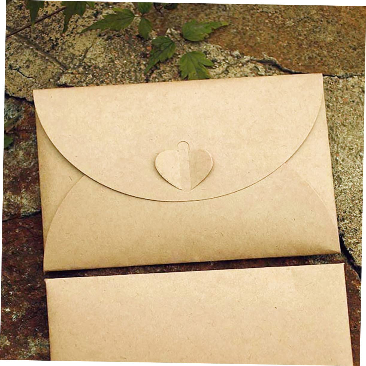 Lurrose 100 Piezas Sobres De Papel Kraft Sobre De Sobres De Negocios Sobres Kraft Marrones Decoración Del Corazón Titular De Cierre De Corazón Rellenos De Medias Titulares De