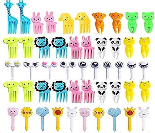Yangcan0507 50 unidades de púas de tenedor de frutas para niños, lindos animales, caja Bento decoración, tenedores, tenedores de postre, mini