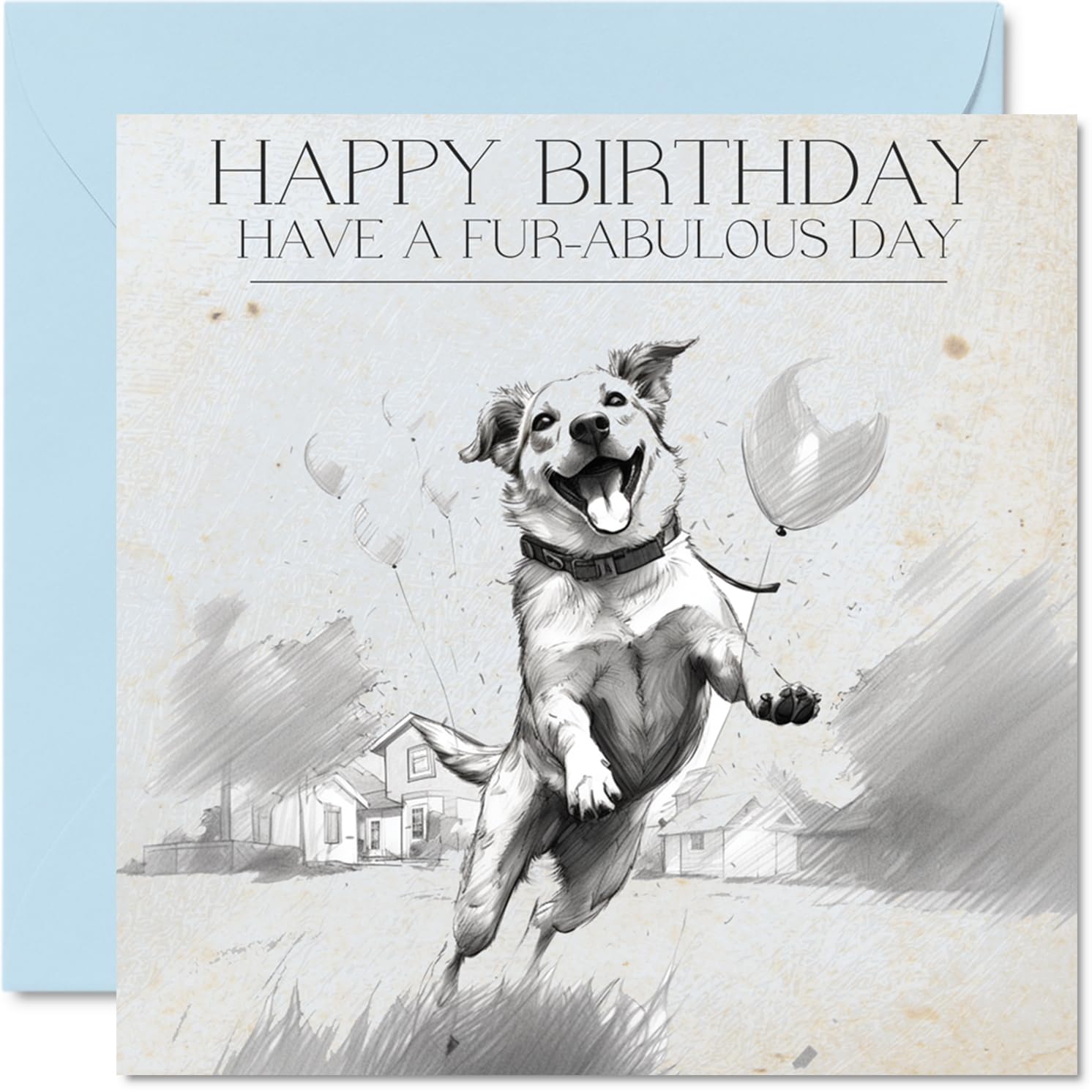 Stuff4 Biglietto di compleanno con cane per uomini e donne, con pelliccia, biglietto di auguri per mamma, papà, sorella, fratello, figlia, zio, nonno, nonno, collega, amico, 145 mm x 145 mm