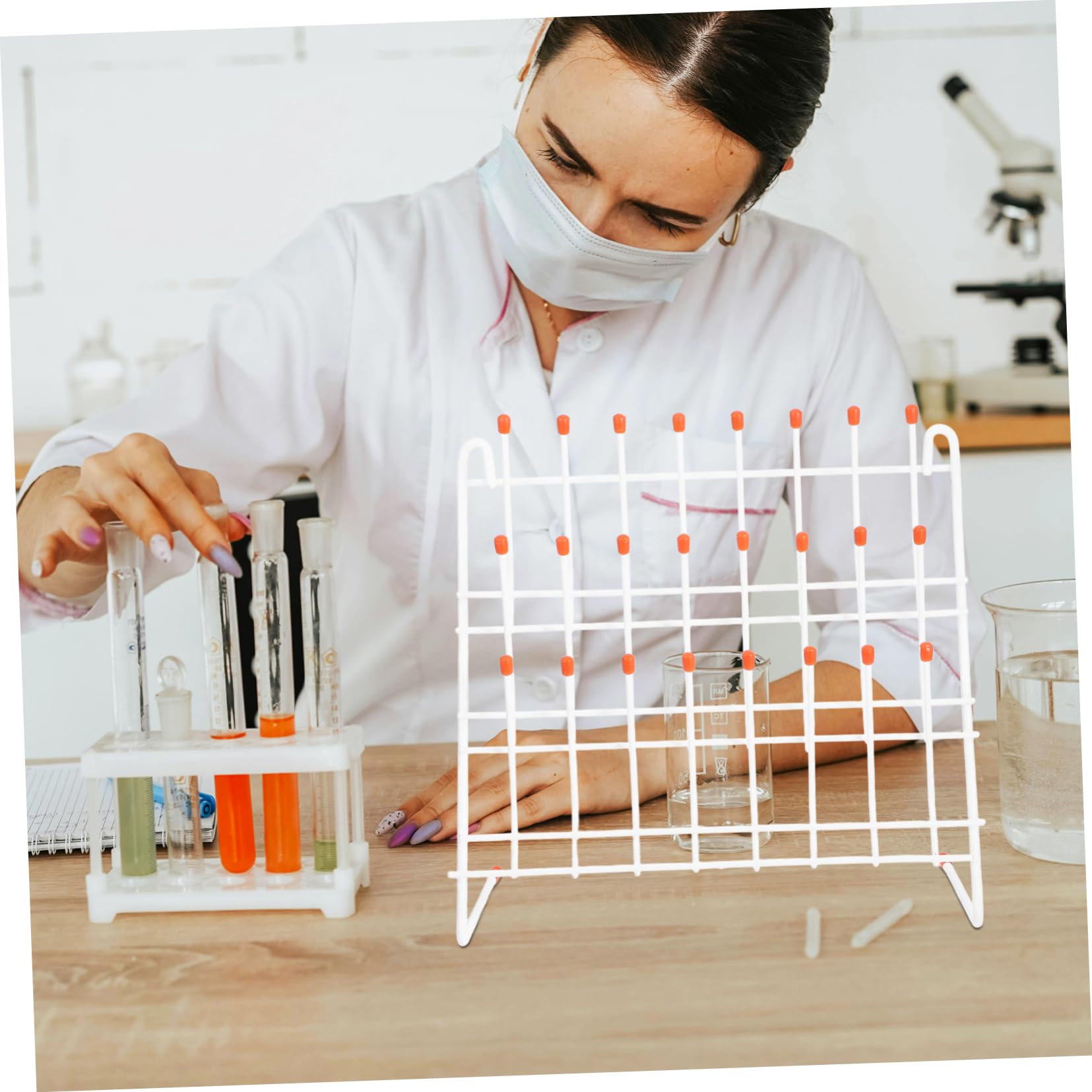 Cabilock Rejilla de Secado de Tubos de Ensayo de Hierro white para Laboratorio, Soporte Ligero y Fácil de Transportar para Universidades y Entidades Industriales