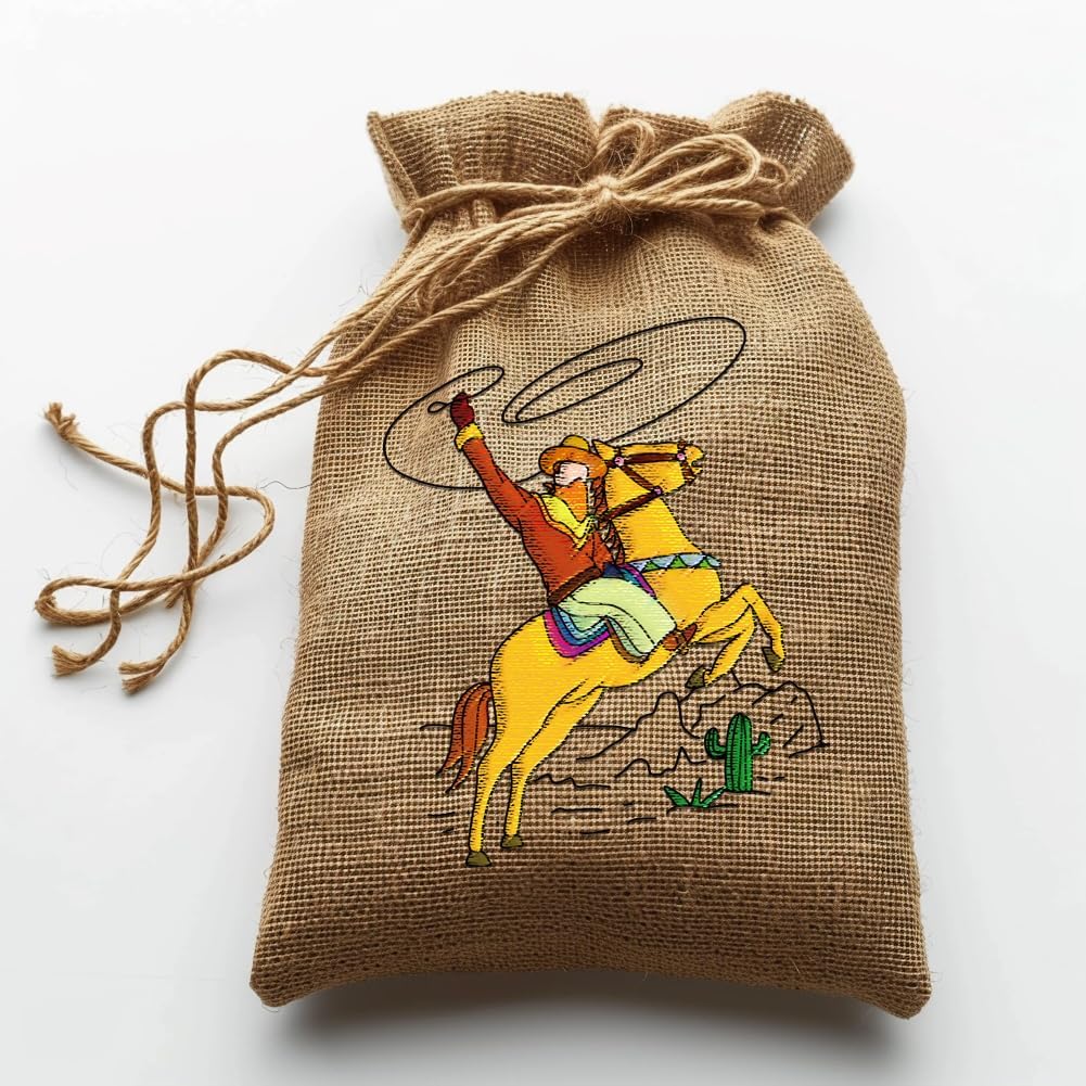 BENECREAT 4Sheets 53Pcs Cowboy Water Soluble Embroidery, 11.7x8.3inch Cowboy Boy Desert Scene Stick and Stitch Embroidery Paper Stabilizer for Shirts, Coats, Bags