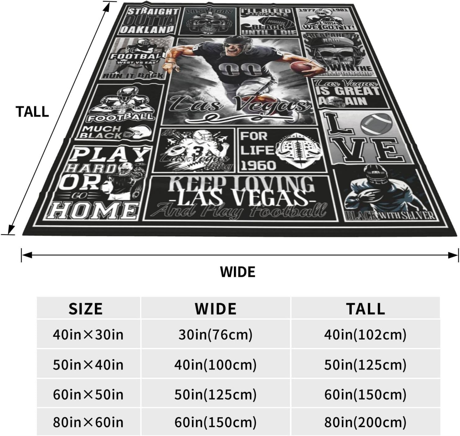 Football Blanket Football Fan Gifts for Men Women Kids Football Team Fans Blanket Super Cozy Soft Lightweight Travel Throw Blanket for Living Room 80"x60"