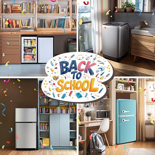 Miniatura 6 de Mini refrigerador de 3.2 pies cúbicos con congelador, refrigerador compacto retro de 2 puertas con termostato de 7 niveles, estantes de vidrio