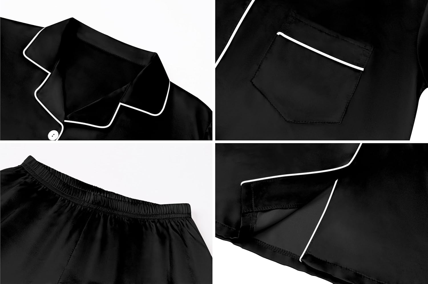 Kids Silky Satin Pajamas Short Sleeve Button Top and Shorts 2-Pc Set, 4-14 Years - Image 6