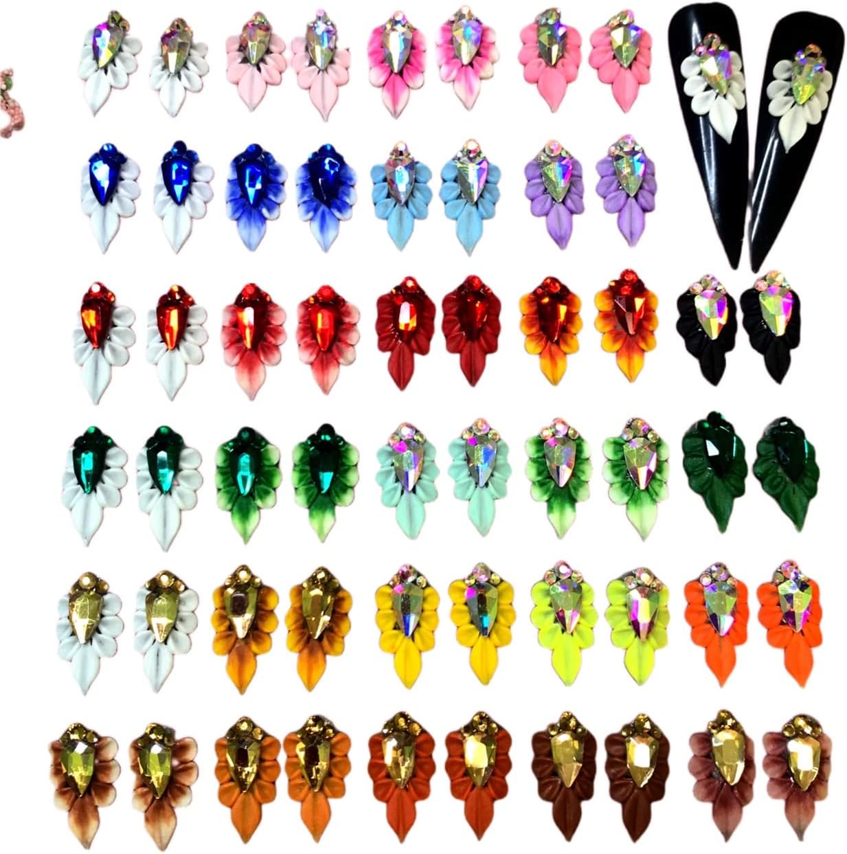 Set 56Pcs Full 28 Colors 3D Flowers Mermaid & Beautiful 3D Handmade (1 Set Full 28 Colors-56Pcs)