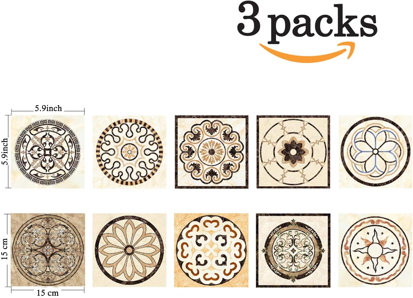 Spanish Portuguese Azulejo Style Backsplash Peel and Stick Tile Stickers Set of 30 pcs(30_5.9_F)