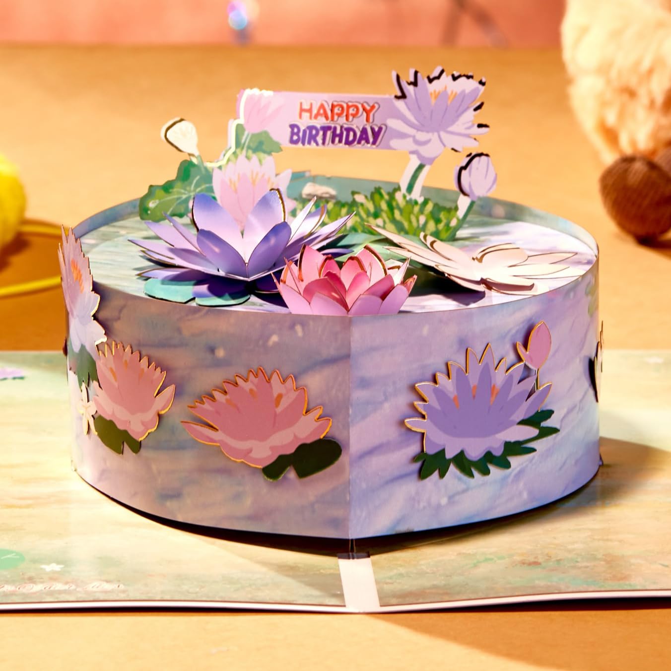 LoveEcho Tarjeta de felicitación 3D de pastel de cumpleaños, tarjeta de felicitación de cumpleaños 3D con tarjeta de notas y sobre para mujer, esposa, mamá, abuela, hija, hermana, novia, marido