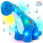 Houwsbaby 14 Blue Musical LED Dinosaur Stuffed Animal Floppy Diplodocus Plush Toy Singing Light Up Adorable Long Neck Lullaby Animated Soothe Baby Birthday Christmas Halloween for Kids Boy Toddlers
