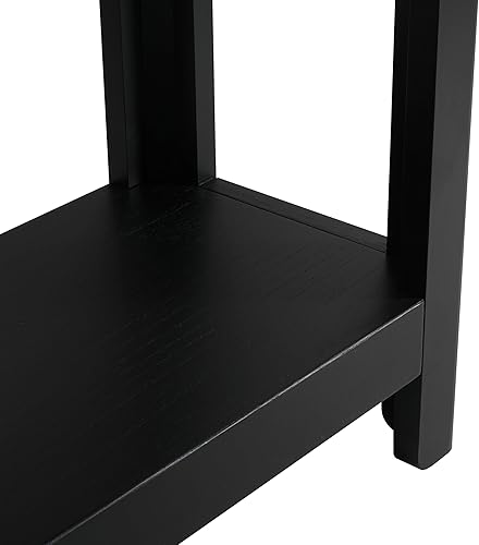 Miniatura 7 de Mesa consola moderna de granja de 59 pulgadas con estantes abiertos, mesa auxiliar de sofá de chapa de madera de primera calidad con esquinas