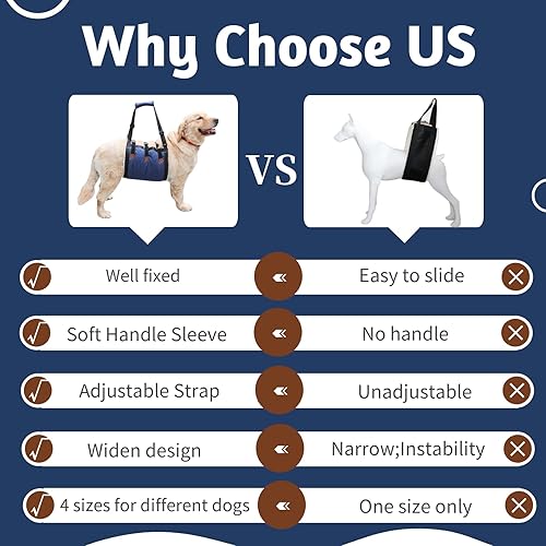 Miniatura 3 de Arnés de elevación para perros mayores con asa para ayudar a los caninos ancianos a discapacitados, para perros mayores, rodillera delantera