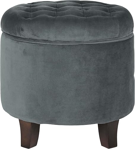 Miniatura 20 de HomePop Decoración para el hogar | Otomana tapizada redonda con botones y reposapiés | Otomana con almacenamiento para sala de estar y dormitorio |