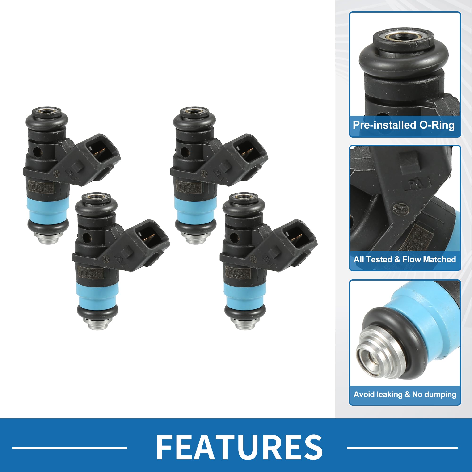 A ABSOPRO Inyector De Combustible 8200139674 Para Renault Clio 4 Pces | Negro, Metal Plástico, 48X16Mm, Dc 12V, 640.5Cc/Min, 2 Pines, Juntas Tóricas, Para Renault Megane, Scenic, Modus 1.4L