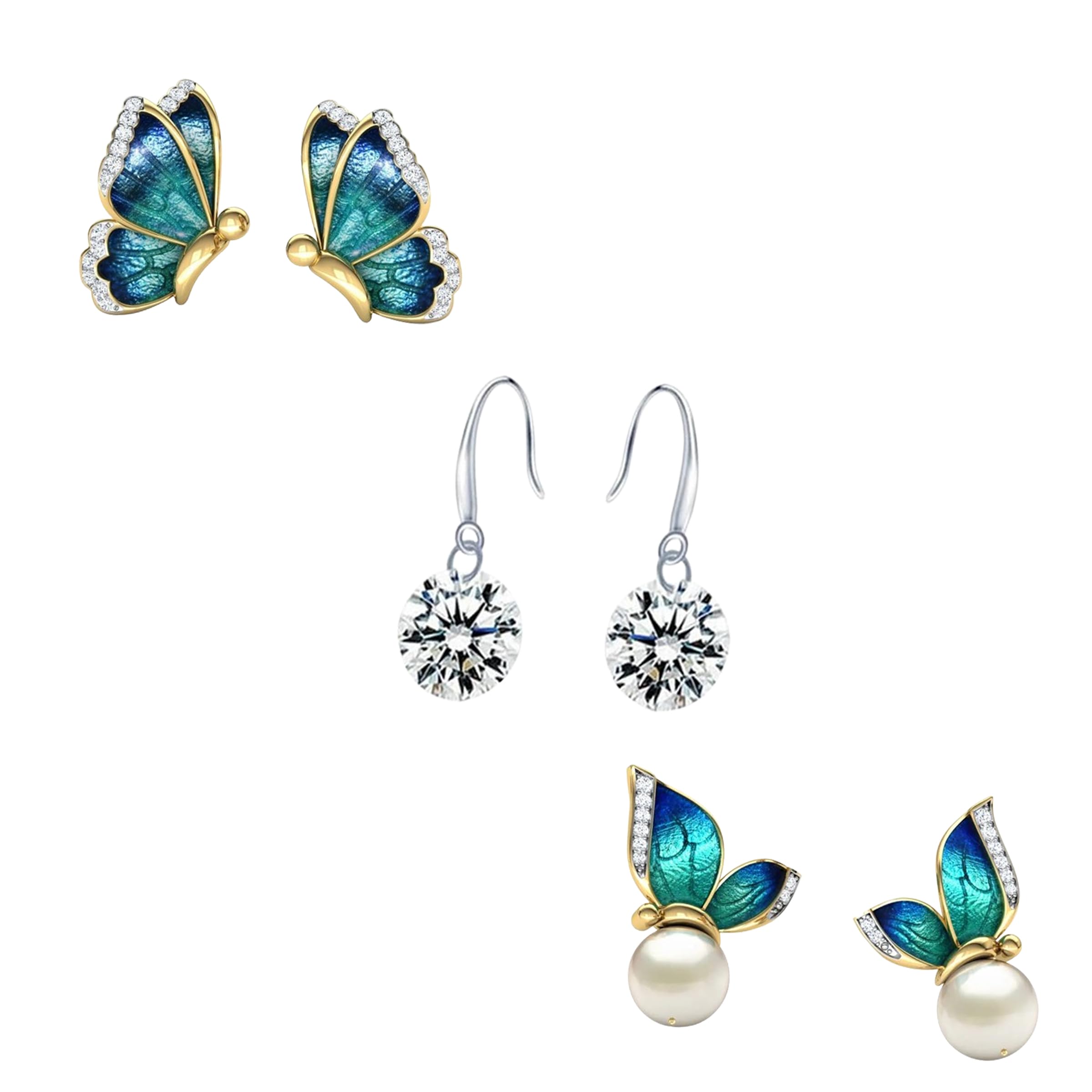 Vientiq Pack of 3 Stud & Drop Butterfly Combo Earrings (B0CPXZMM7X) Amazon Price History, Amazon Price Tracker