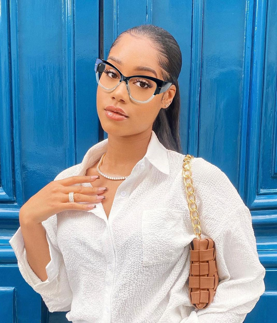 VOOGLAM Oversize Cateye Blue Light Glasses for Women Anti Eyestrain Dry Eyes Computer Phone TV Eyewear Elektra - Image 2