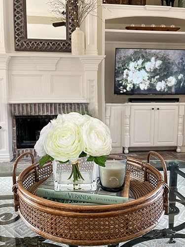 Miniatura 3 de Briful Flores sintéticas en jarrón, flores artificiales de camelia, rosas de seda en maceta con arreglos de agua de imitación para comedor, boda,