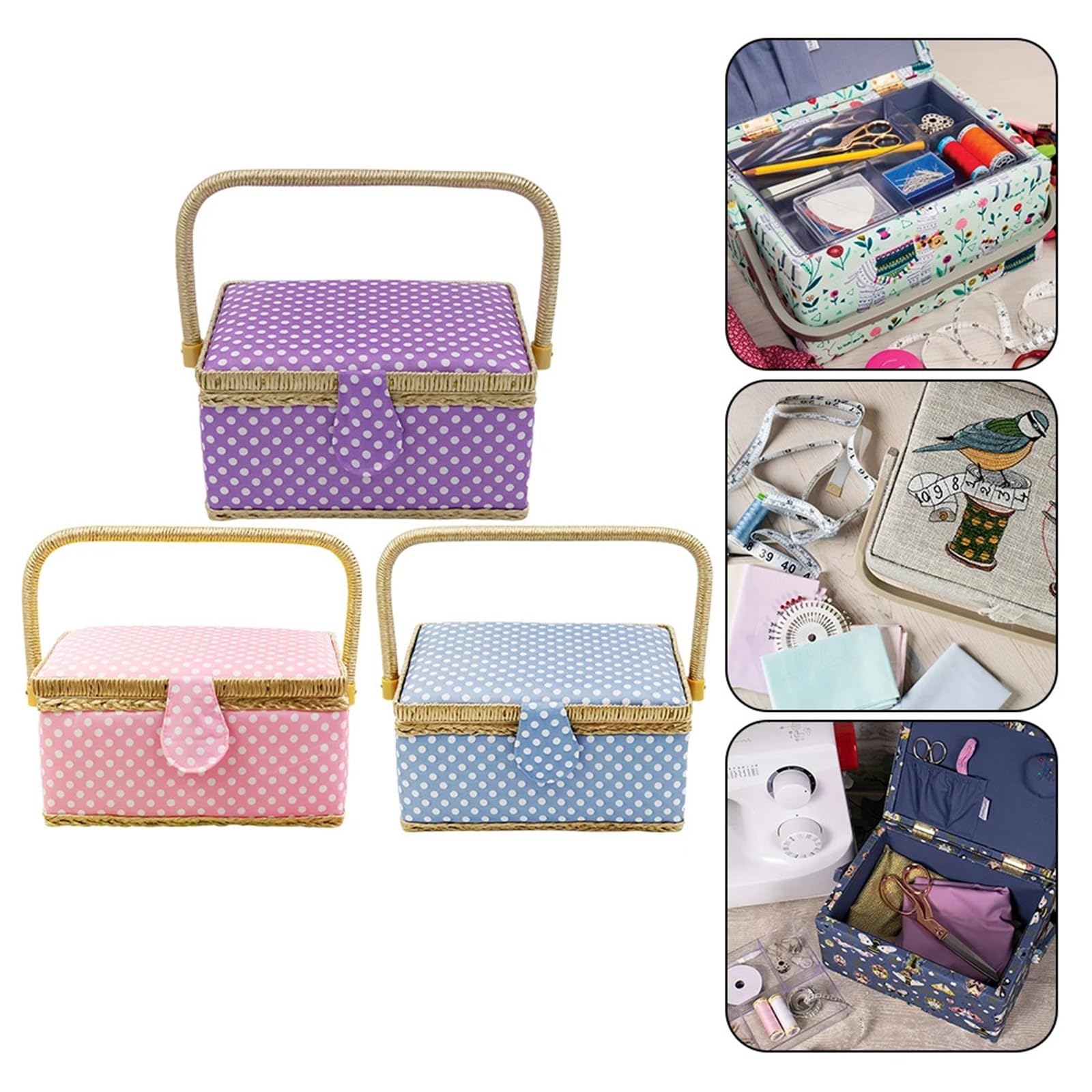 Scatola for kit da cucito Kit Porta accessori Cesto portaoggetti Tessuto in poliestere Capacità sufficiente(Purple)
