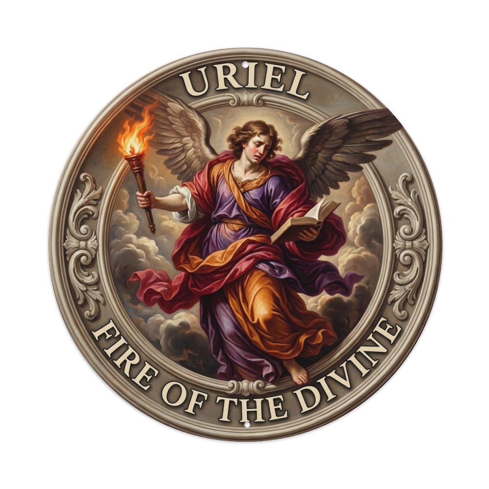 Archangel Uriel Fire of The Divine Flame Guardian Metal Tin Sign