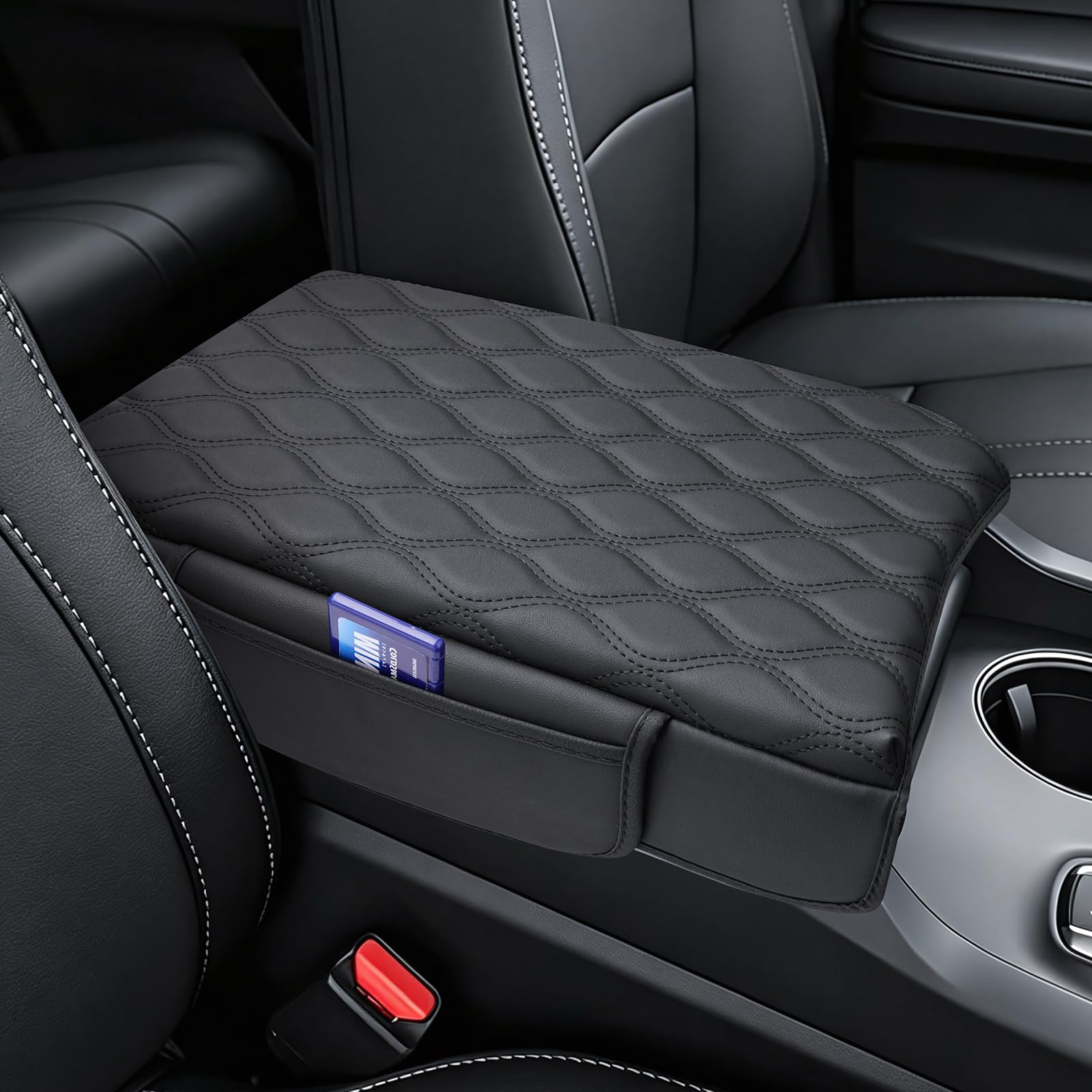 Autorder Center Console Cover for 2023-2026 Honda Pilot, 2024-2026 Ridgeline/Passport Accessories Armrest Cushion Cover Leather Middle Console Pad with Pockets Storage Bag Anti-Scratch