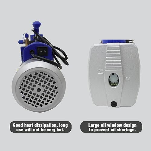 Miniatura 5 de Bomba de vacío de 110V 7CFM Bomba de vacío de paletas rotativas Bomba de vacío de doble etapa con filtración de cinco capas y ventana de aceite