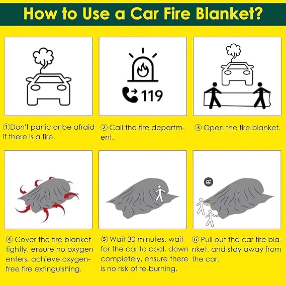Square Custom Fire Smothering Blankets Reusable, Garage Fire Shield Blanket Extra Large, for Electric Vehicle/Furniture/Construction(W 8m x L 9m)