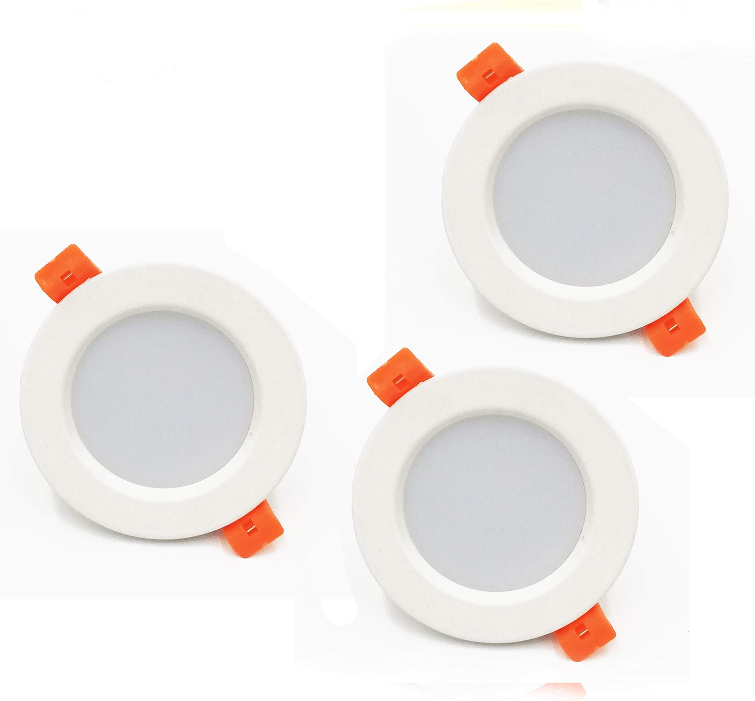 LED Recessed Ceiling Light - Set of 3 Spotlights - Downlight Dimmable 5W 3000k Warm White 2.5-inch Round Panel Lights, Anti-Fog Highlight Ceiling Flat Spotlights for Bathroom Hallway Stage Office