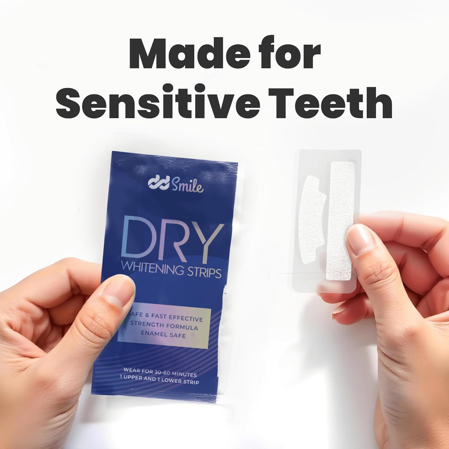 DD Dry Teeth Whitening Strips - 42 Strips (21 Treatments) - Sensitive Teeth Whitening Strips - Peroxide-Free - Enamel Safe - Mint Flavor - Non-Slip - Mess-Free - Sensitivity Free
