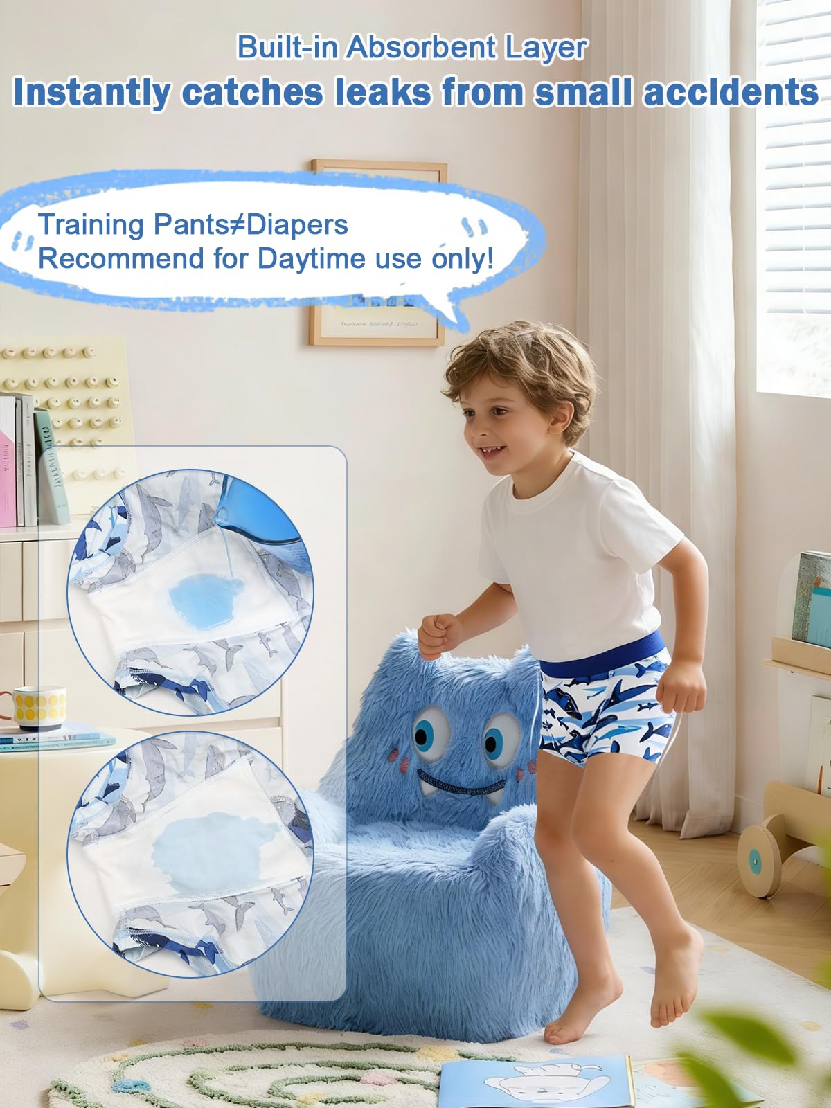 MOEMOE BABY Culottes d'apprentissage Garçon Lot de 10 en Coton Doux, Slip D Apprentissage Absorption Légère pour Petits Accidents, pour Crèche et Quotidien,2-6 Ans - 3