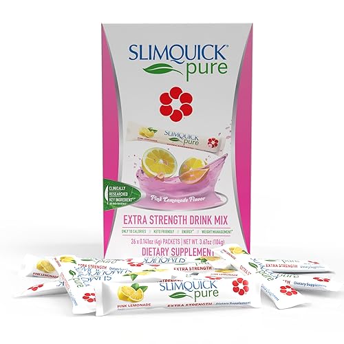 SlimQuick Pure 3X Extra Strength Drink Mix Packets, Metabolism &