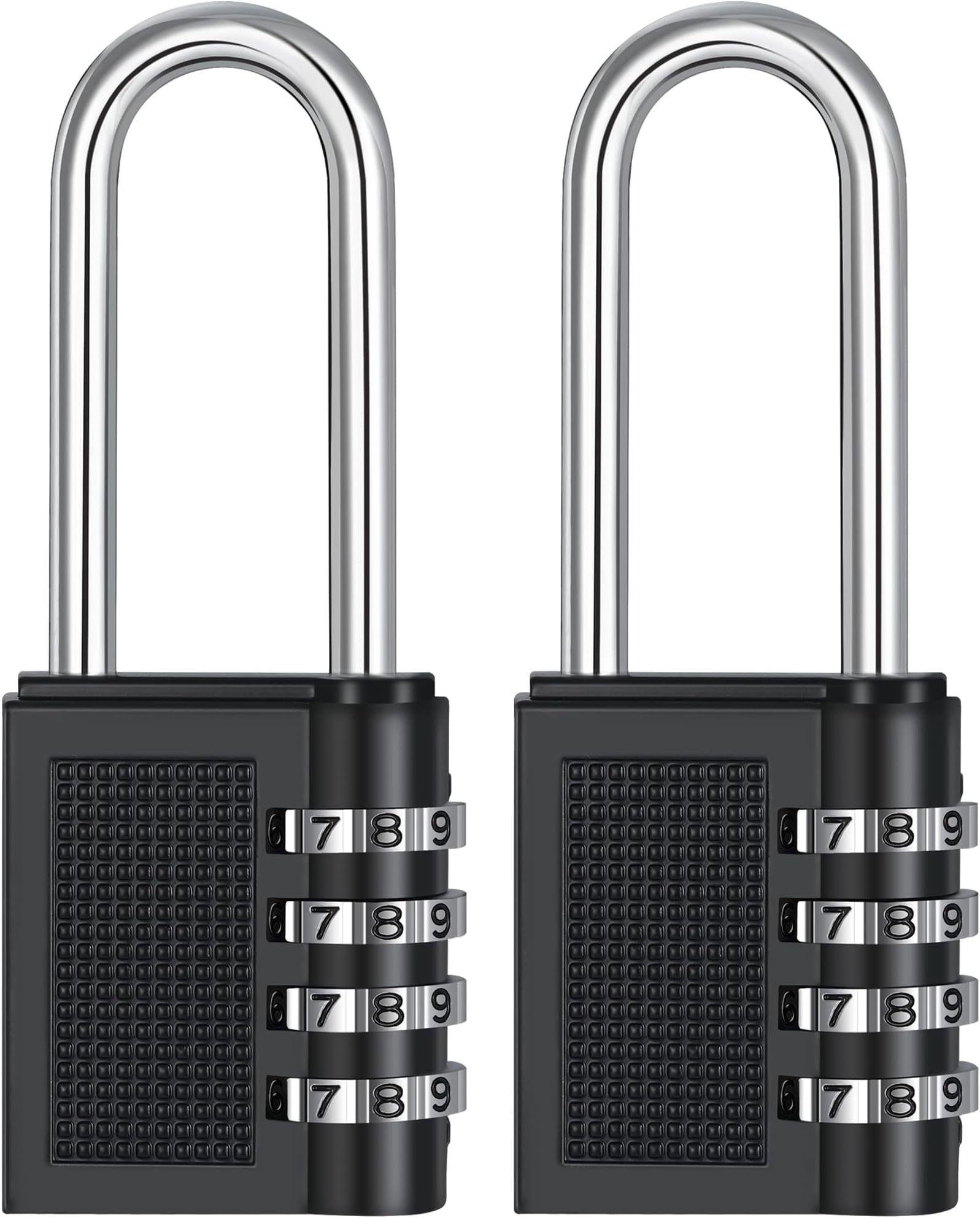 ZHEGE Combination Padlock Outdoor, 2.6in Long Shackle Padlocks with Code for Fence, Gate, Shed, Chains, Storage Box, Containers, Large Combination Lock for Gym Lockers, 4 Digit (2 Pack, Black)
