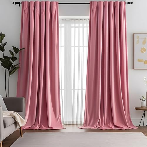 Aljctns Blush Pink Velvet Curtains 84 inches Long Luxury Room