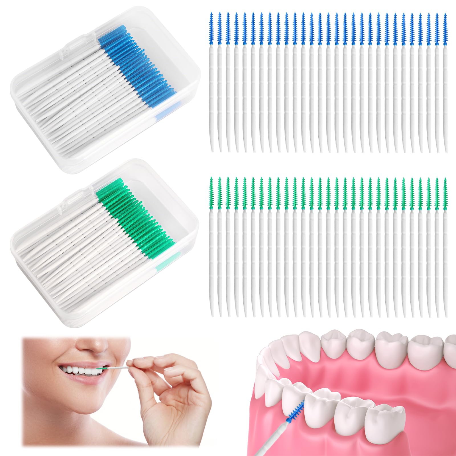 Cure Dent Plastique 2-en-1 Portable 400 Pièces Nettoyer Entre les Dents