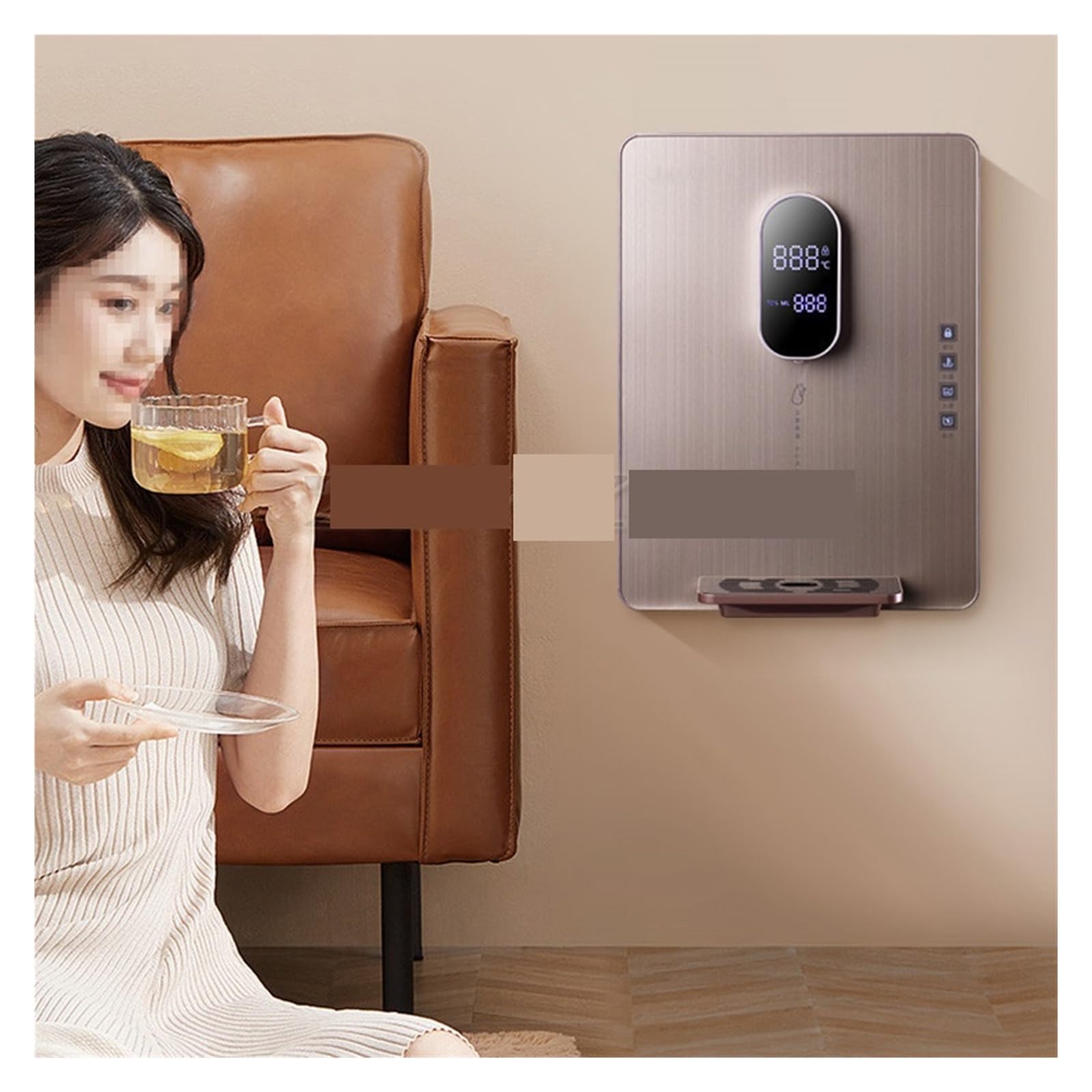 Distributore di Acqua Calda Istantaneo 2200W Distributore di Acqua Elettrico a Parete Scaldabagno Fontanella Distributore di Acqua Istantanea 25L/H Temperatura Regolabile con Filtrazione Premium (Vers
